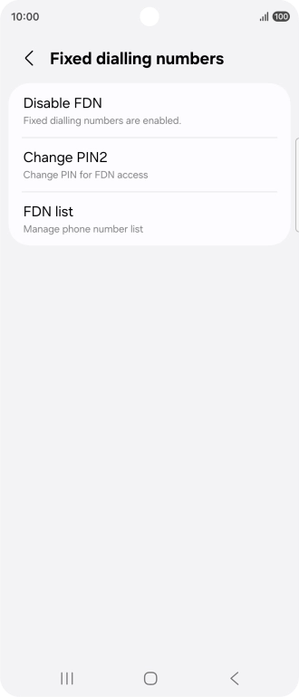 Press Disable FDN. Press Disable FDN.