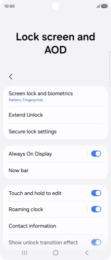 Press Screen lock and biometrics and key in the additional phone lock code you created earlier. Press Screen lock and biometrics and key in the additional phone lock code you created earlier.