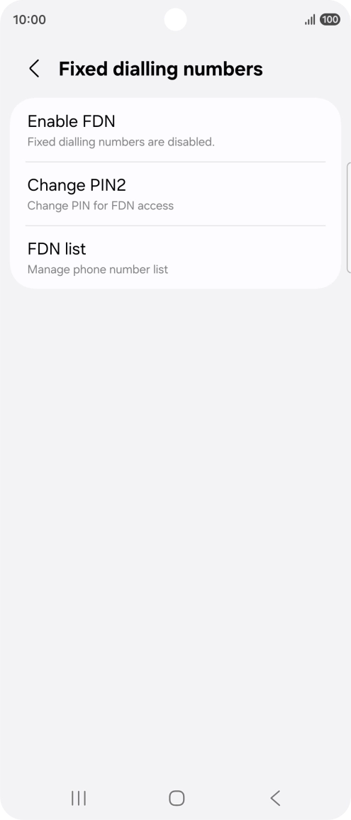 Press Enable FDN. Press Enable FDN.