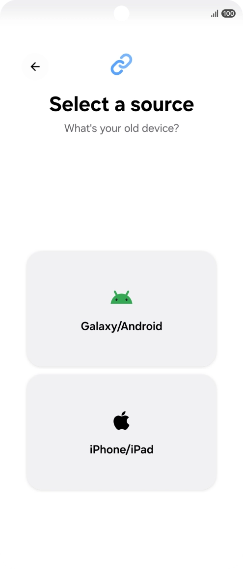Press the required setting and follow the instructions on the screen to transfer the content from another phone. Press the required setting and follow the instructions on the screen to transfer the content from another phone.
