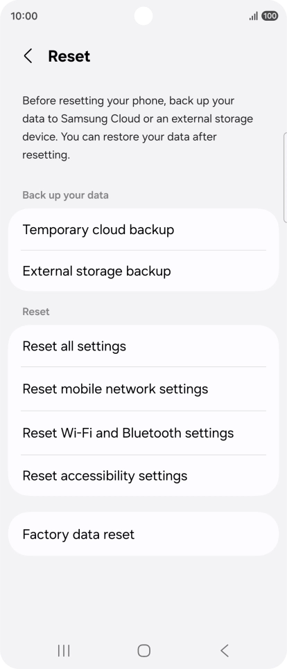 Press Factory data reset. Press Factory data reset.