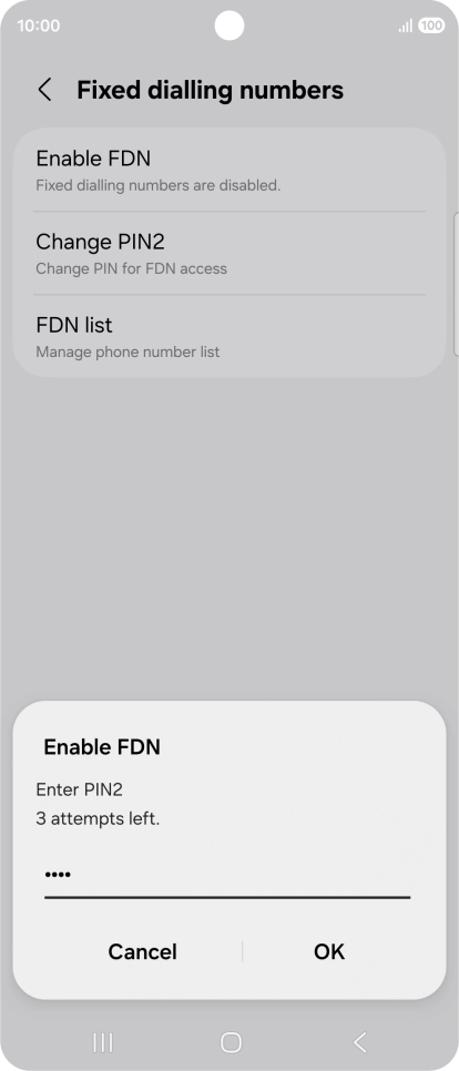 Key in your PIN2 and press OK. The default PIN2 is 0000. Key in your PIN2 and press OK. The default PIN2 is 0000.