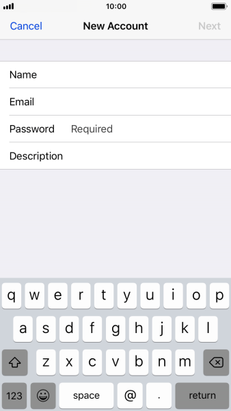 Press Password and key in the password for your email account. Press Password and key in the password for your email account.