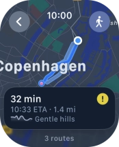 Turn the Digital Crown to see the suggested routes. Turn the Digital Crown to see the suggested routes.