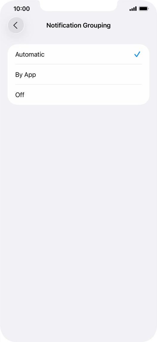 Press the required setting. Press the required setting.