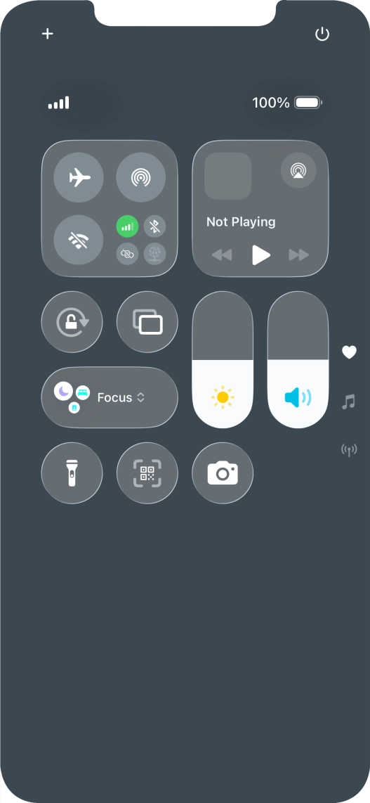 Press the flight mode icon to turn the function on or off. Press the flight mode icon to turn the function on or off.
