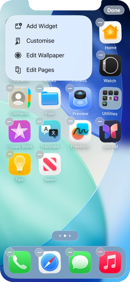 Press Customise. Press Customise.