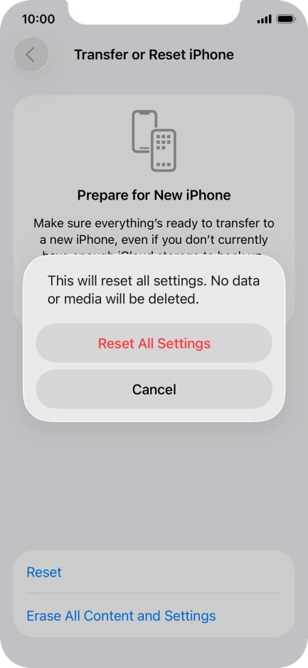 Press Reset All Settings. Press Reset All Settings.
