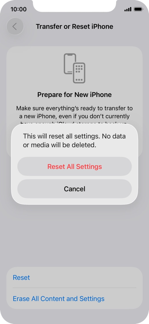 Press Reset All Settings. Press Reset All Settings.