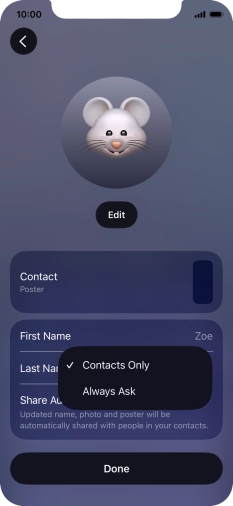 Press the required setting. Press the required setting.