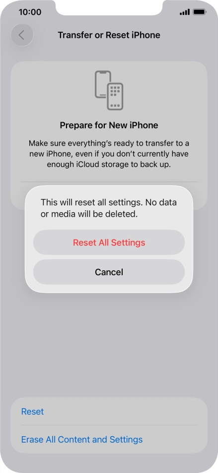 Press Reset All Settings. Press Reset All Settings.