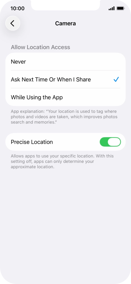 Press the required setting to turn the function on or off. Press the required setting to turn the function on or off.