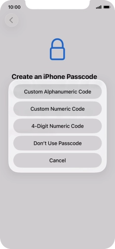 Follow the instructions on the screen to turn on use of phone lock code or press Don't Use Passcode. Follow the instructions on the screen to turn on use of phone lock code or press Don't Use Passcode.