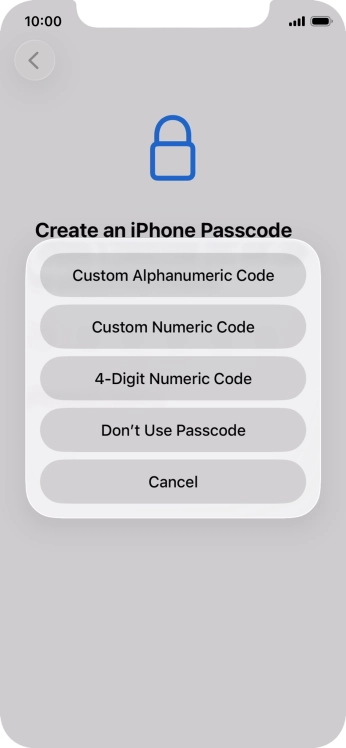 Follow the instructions on the screen to turn on use of phone lock code or press Don't Use Passcode. Follow the instructions on the screen to turn on use of phone lock code or press Don't Use Passcode.