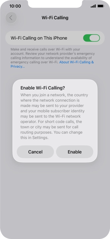 If you turn on the function, press Enable. If you turn on the function, press Enable.