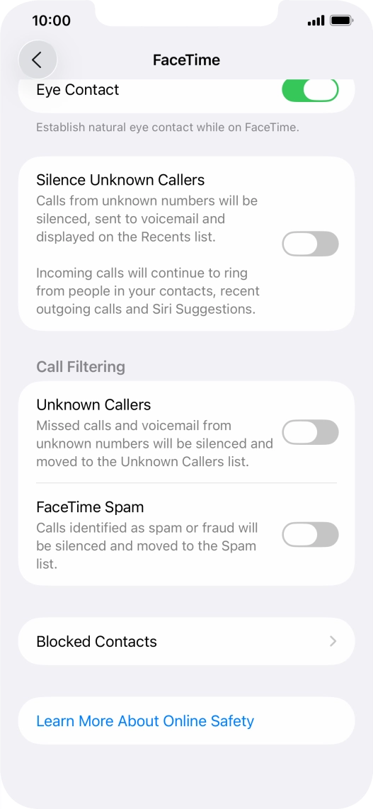 Press Blocked Contacts. Press Blocked Contacts.