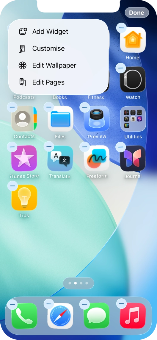 Press Customise. Press Customise.