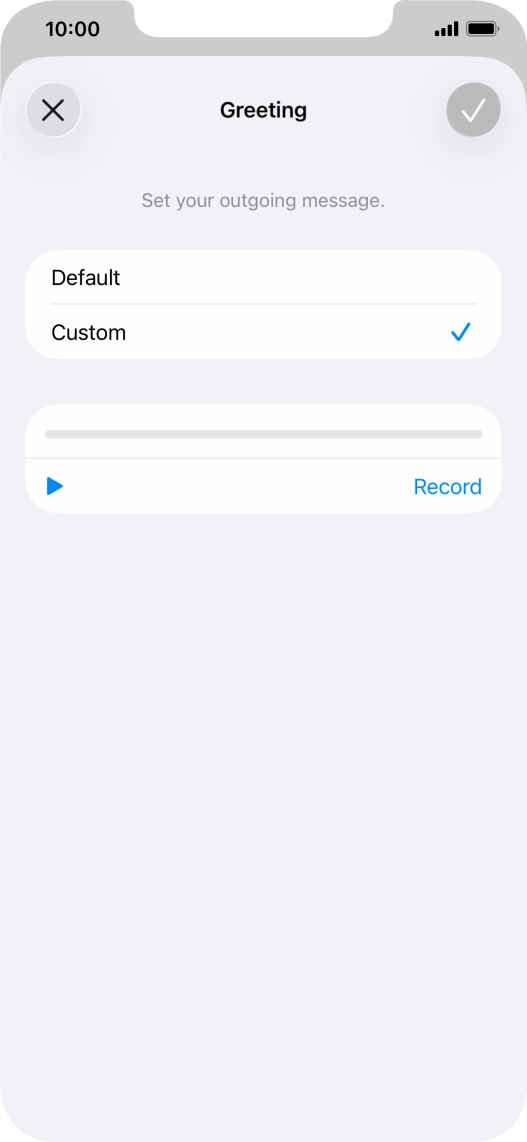 Press Record to start recording a personal greeting. Press Record to start recording a personal greeting.