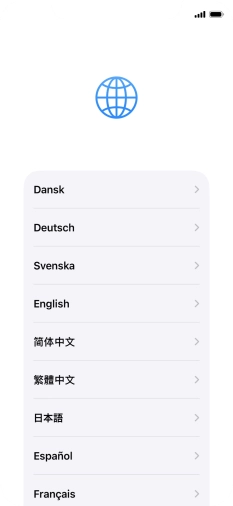 Press the required language. Press the required language.