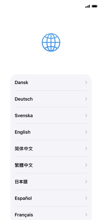 Press the required language. Press the required language.