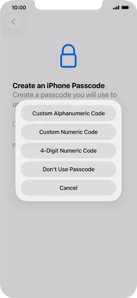 Follow the instructions on the screen to turn on use of phone lock code or press Don't Use Passcode. Follow the instructions on the screen to turn on use of phone lock code or press Don't Use Passcode.