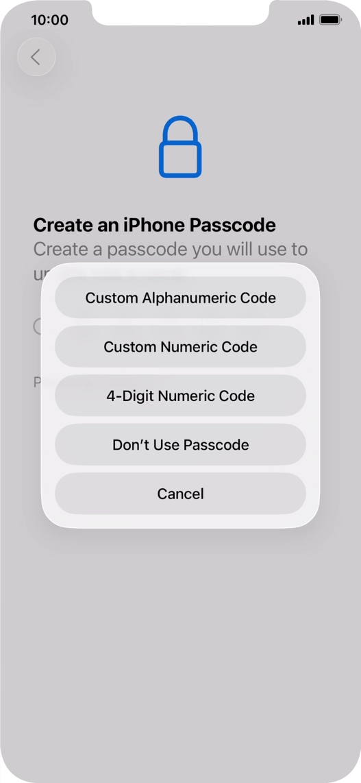 Follow the instructions on the screen to turn on use of phone lock code or press Don't Use Passcode. Follow the instructions on the screen to turn on use of phone lock code or press Don't Use Passcode.