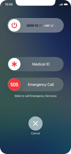 Press and drag the power off icon right. Press and drag the power off icon right.