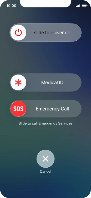 Press and drag the power off icon right. Press and drag the power off icon right.
