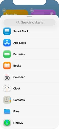 Press the required widget. Press the required widget.
