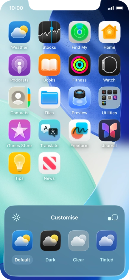 Press the required setting to select the size of app icons on the home screen. Press the required setting to select the size of app icons on the home screen.