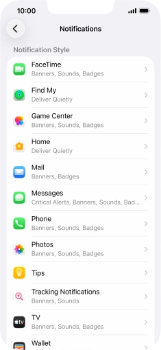 Press the required application. Press the required application.
