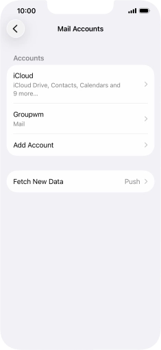 Press the name of the email account you've just set up. Press the name of the email account you've just set up.