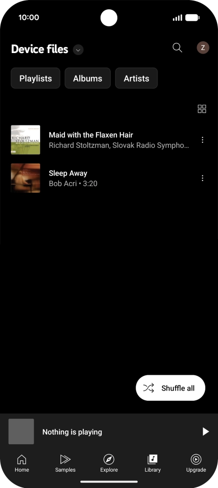 Press the required audio file. Press the required audio file.