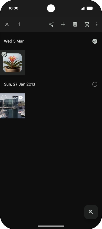 Press the required pictures or videos to select them. Press the required pictures or videos to select them.