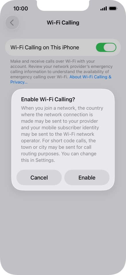 If you turn on the function, press Enable. If you turn on the function, press Enable.