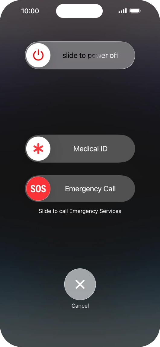 Press and drag the power off icon right. Press and drag the power off icon right.