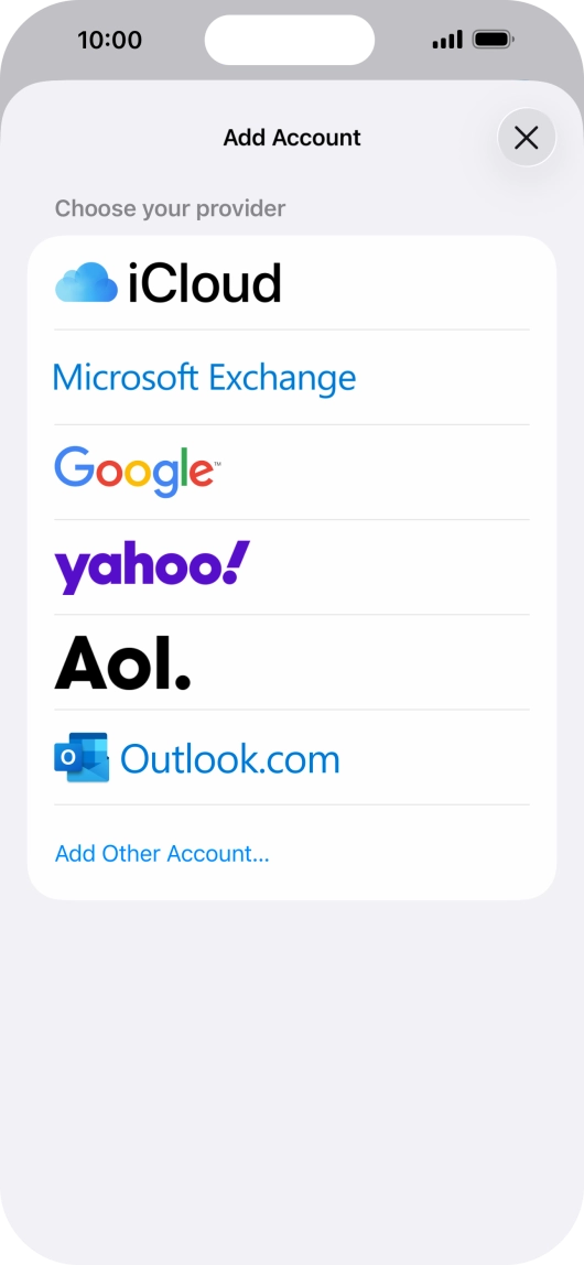 Press Add Other Account.... Press Add Other Account....