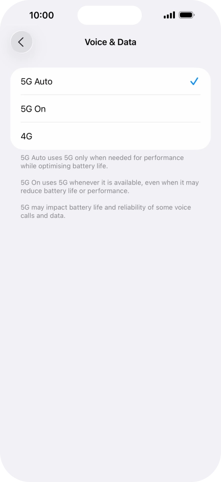 To turn on automatic switch between 5G and 4G, press 5G Auto. To turn on automatic switch between 5G and 4G, press 5G Auto.