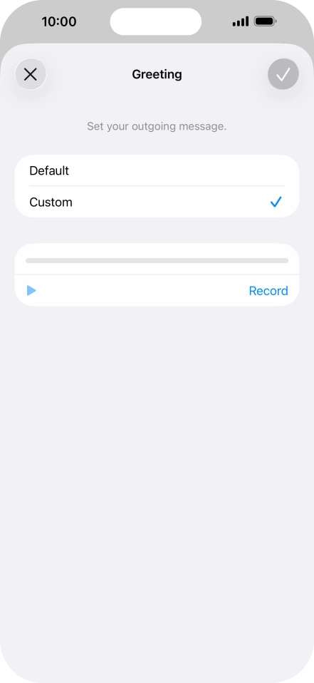 Press Record to start recording a personal greeting. Press Record to start recording a personal greeting.