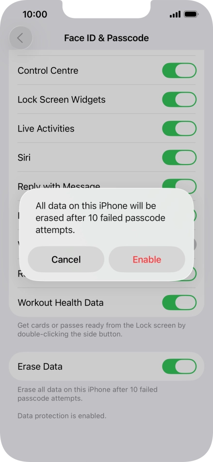 If you turn on the function, press Enable. If you turn on the function, press Enable.