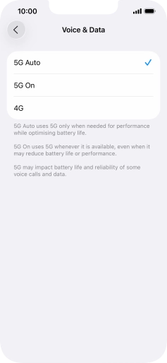 To turn on automatic switch between 5G and 4G, press 5G Auto. To turn on automatic switch between 5G and 4G, press 5G Auto.