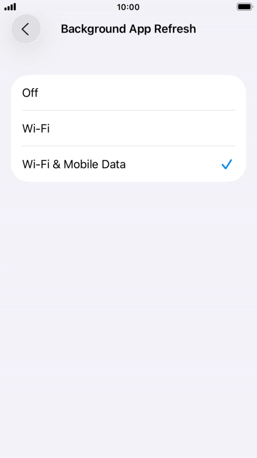 To turn off background refresh of apps, press Off. To turn off background refresh of apps, press Off.