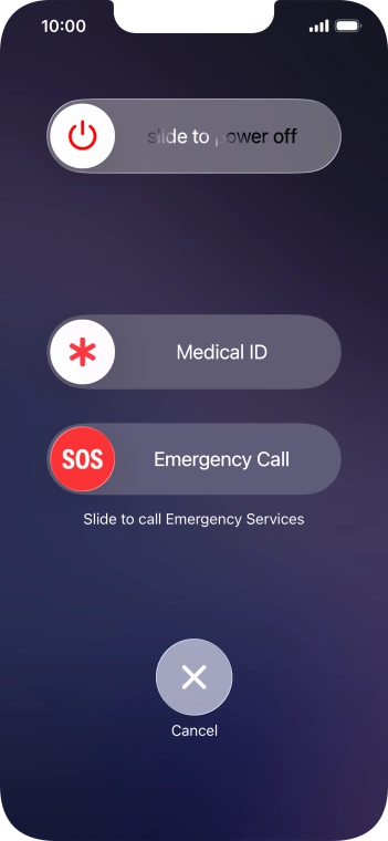 Press and drag the power off icon right. Press and drag the power off icon right.