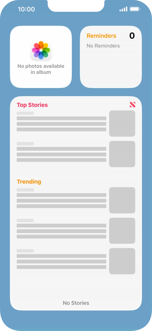 Slide your finger up or down on the screen to see more widgets. Slide your finger up or down on the screen to see more widgets.