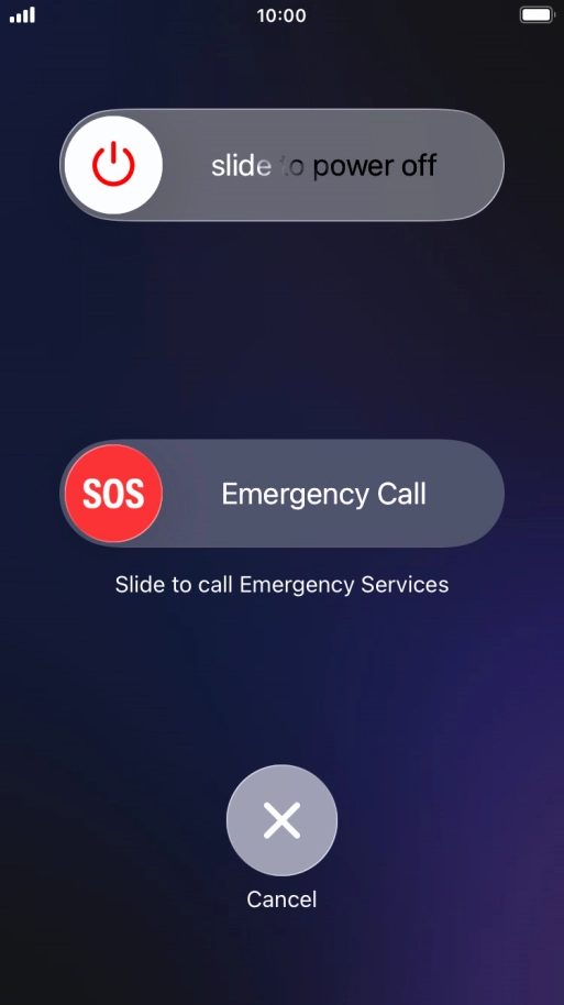 Press and drag the power off icon right. Press and drag the power off icon right.