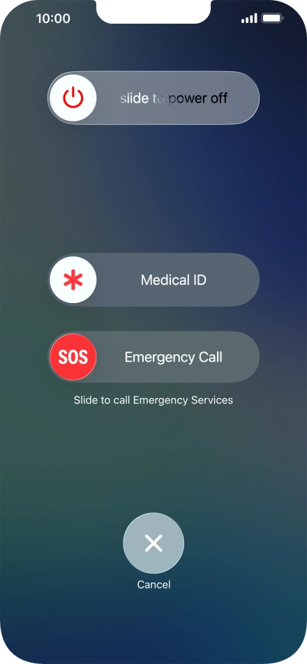 Press and drag the power off icon right. Press and drag the power off icon right.