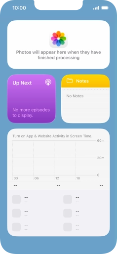Slide your finger up or down on the screen to see more widgets. Slide your finger up or down on the screen to see more widgets.