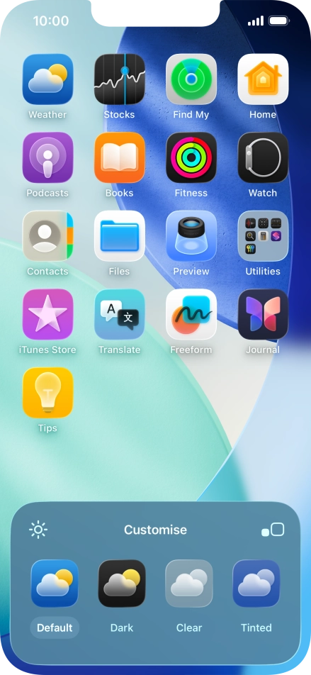 Press the required setting to select the size of app icons on the home screen. Press the required setting to select the size of app icons on the home screen.