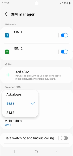 Press the required setting. Press the required setting.