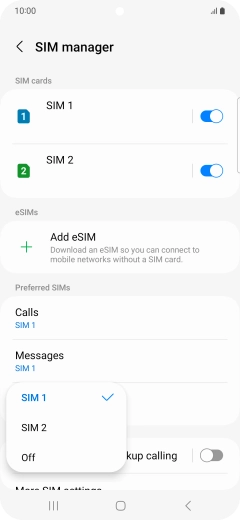 Press the required setting. Press the required setting.